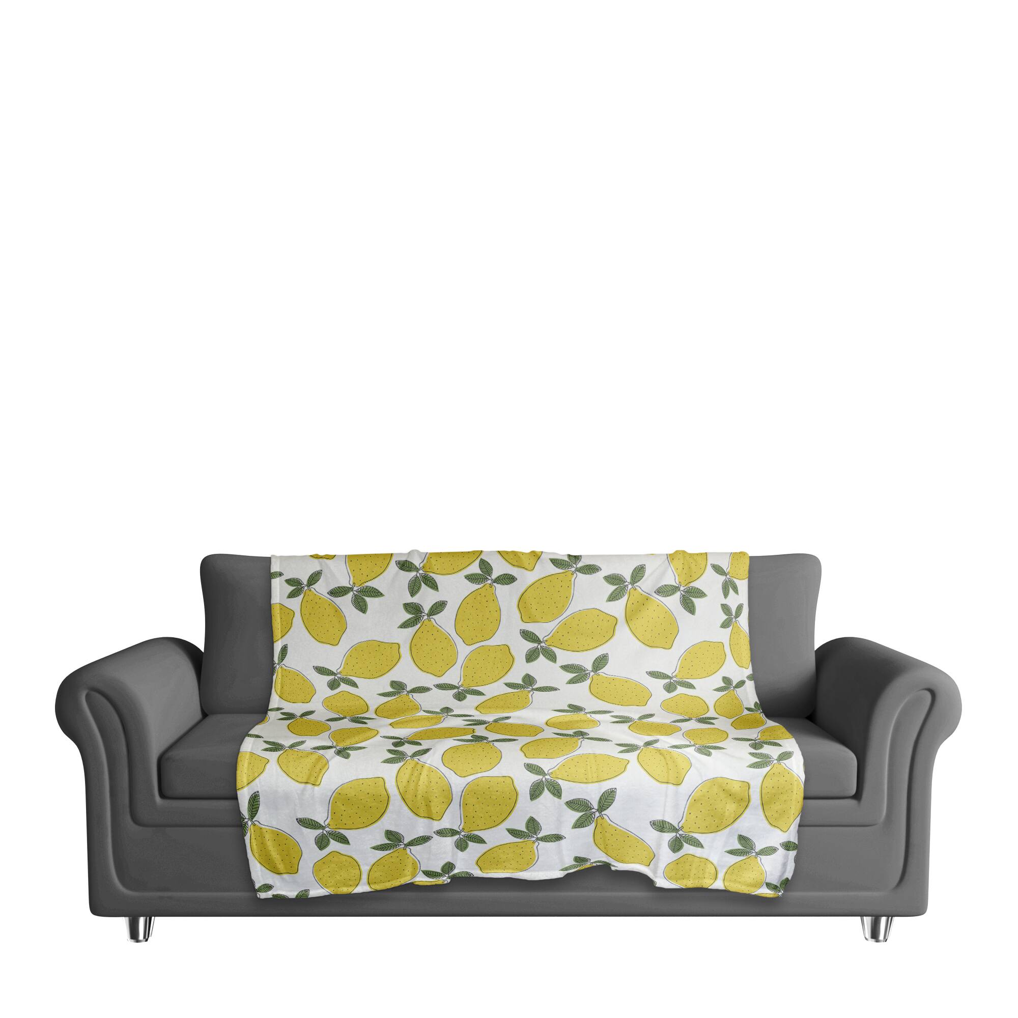 Fun Lemon Pattern 50" x 60" Coral Fleece Blanket